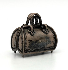 Antike Pillendose Silber 825 Handtasche Victorian Schmuck Amulett Dose RAR #3527