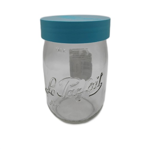 Liter einmachglas mit - mit, blauem