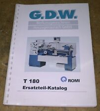 Ersatzteil-Katalog - Drehmaschine G.D.W. T 180 Romi - Bj. 2000