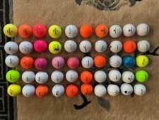 50Golfbälle - AAAA - Markenmix - bunt - teils mit Logo - sehr gut - voller Glanz