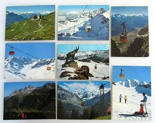 Schweiz Postkarten 8x Gondelbahn Luftseilbahnen ua. St. Moritz, Fiesch-Eggishorn