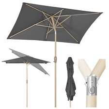 Sonnenschirm Eckig Aluminium Knickbar Kurbelschirm Marktschirme in Holzoptik