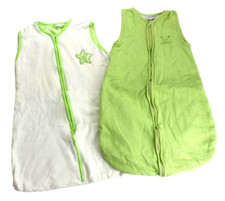 2x Baby Schlafsack Vertbaudet Gr.0-6 M/ 70cm Übergang/Frühling weiß grün