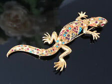 C.D'ORLAN, Designer Brosche,Leguan,Gecko,Echse,Erbstück 22K.vergoldet,Edelsteine