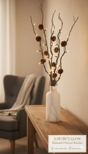 LED-Zweige Zapfen Deko 5er-Set