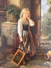 Vintage Ölgemälde Mädchen