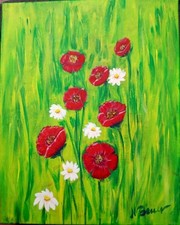 Mohnblumen Gemälde Original Handgemalt Unikat 40x50cm LeinwAcrylbild 