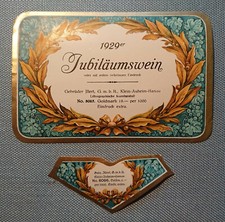 altes Weinetikett Etikett Label 1929er Jubiläumswein Illert Hanau Kunstanstalt