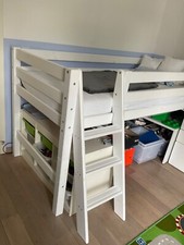 Hochbett für Kinder, Massivholz weiß lasiert, Hoppekids, 200x90x114, 249€