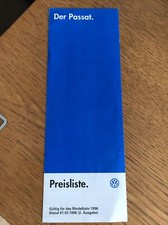 VW PASSAT VR6 GT Syncro Preisliste Modelljahr 1996 2. Ausgabe