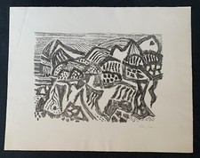 Eduard Bargheer, Vulkanische Landschaft , Lithographie, 1965, handsigniert