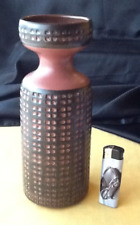 70er Keramik Vase signiert 0231 Bauhaus Stil anthrazit braun  Abstrakt Punkte