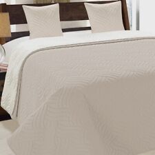 Tagesdecke Steppdecke Bettüberwurf 180x220 220x240 mit 2 Kissenbezüge Grau Beige