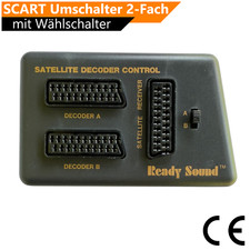 SCART Umschalter 2-Fach mit Wählschalter AV / TV Skart Verteiler Schwarz