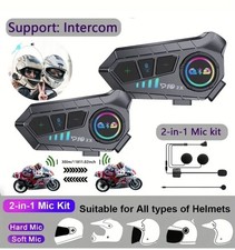 1x YP10 Motorradhelm-Gegensprechanlage Bluetooth 5.3 Headset 300M Intercom 2in1