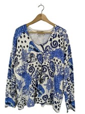 OVANTI Strick Twin Set Damen Twin Set Gr. DE 48 blau-weiß Casual-Look