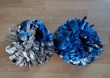 Cheerdance Cheerleading Pom Poms, Pompons, blau/silber 2 Stück