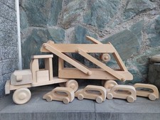 Holz LKW mit 4 Autos -