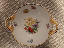 Kaiser Porzellanschale mit Blumendecor und Goldrand, handbemalt von M. Göhler