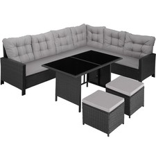 Rattan Lounge Barletta Loungemöbel Gartenmöbel Gartengarnitur schwarz B-Ware