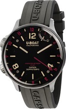 U-Boat 8839/A Capsoil Doppiotempo SS Red Rehaut schwarz Kautschuk Herren Uhr NEU
