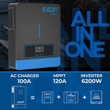 EDECOA Solar Wechselrichter 48V 6200W Reiner Sinus 6,2KW MPPT120A PV 60-500V