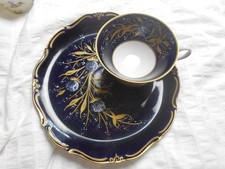Edles Weimarer Porzellan Set  – Echt Weimar Kobalt – Tasse mit Teller handbemalt