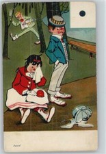 12020028 - B..K.W. 907-6 - ca 1900 AK Picknickkorb ausgelaufen -  Kind