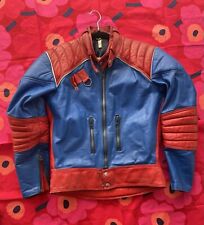 SUZUKI Colorblock Biker Jacket M Red And Blue