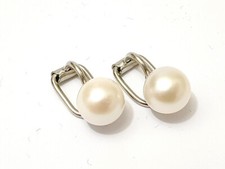Ohrclips 14K 585 Weissgold mit Akoya Perlen Ø 8,11 mm Original HB Patent um 1960
