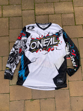 O`Neal Element Jersey Villain weiss blau  Enduro Cross  DH Freeride BMX Gr. S