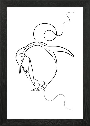 Dancing penguin drawing framed - penguin,