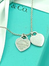 Return To Tiffany & Co Silber Doppel Mini Herzen Halskette 16" Einzelhandel 275 £