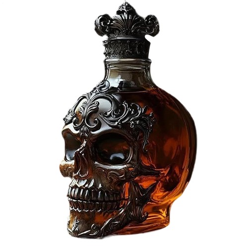 Totenkopf-Glas-Wodka-Flaschen