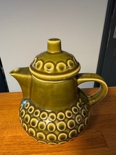 DDR KAFFEEKANNE GRÜN - 1,30 Liter- RUSALKA STEINGUT FABRIK TORGAU