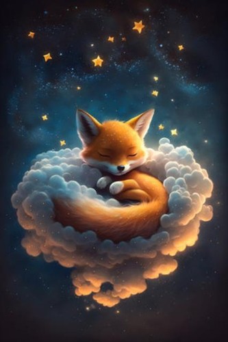 Wandbild babyfuchs schläft - wandbild:,