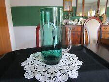 Glaskrug Karaffe Glaskanne Vase farbig Grün mit transparentem Henkel 1,5 L.