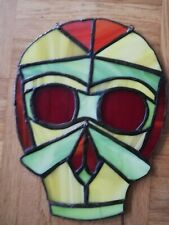 Totenkopf Motiv Glasbild Rastafarai rot gelb grün Fensterbild Glas 