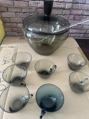 Vintage rauchglas bowle - rauchglas,