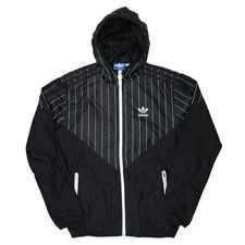 Adidas Firebrid Regenjacke Hoodie Schwarz Weiß Gestreift Kapuze Firebird