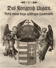 Ungarn Wappen Original Kupferstich 1738