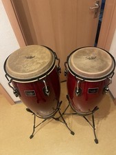 Bongo Set mit Ständer, Marke Schalloch Weinrot aus Holz! Neuwertig