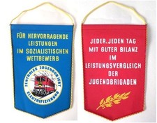 DDR Tisch - Fahne / Wimpel FDJ Eisenbahn Elekt. Deutsche Reichsbahn East german