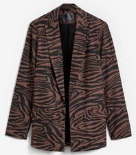 Longblazer mit Leinenanteil Gr. 50 Schwarz Braun Damen Blazer Cardigan Neu