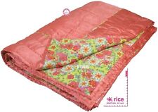 rice Denmark Tagesdecke 220x240 Flamingo Muster & korallfarbene Satin Unterseite