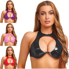 DE Damen Lack Leder BH Push Up