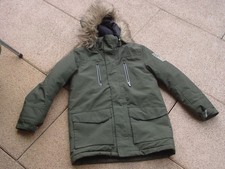 Raintex, olivgrüne dicke Allwetterjacke mit Kapuze , Größe 140,