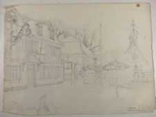 Unbekannter Künstler Zeichnung 1976 Hotel Wolkenburg Rhöndorf 35x48 cm R-172