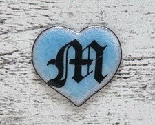 Herz blau M Buchstabe Emaille