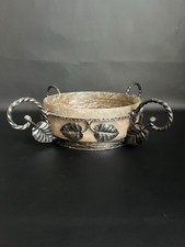 Jugendstil-Schale Schmiedeeisern mit Glasschale Frankreich ~ 1900/20